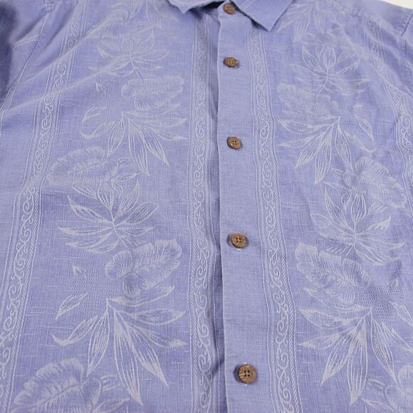 Tommy Bahama Blue 100% Silk Floral Short Sleeve Relaxed Button Camp Shirt Sz XL - Picture 5 of 9